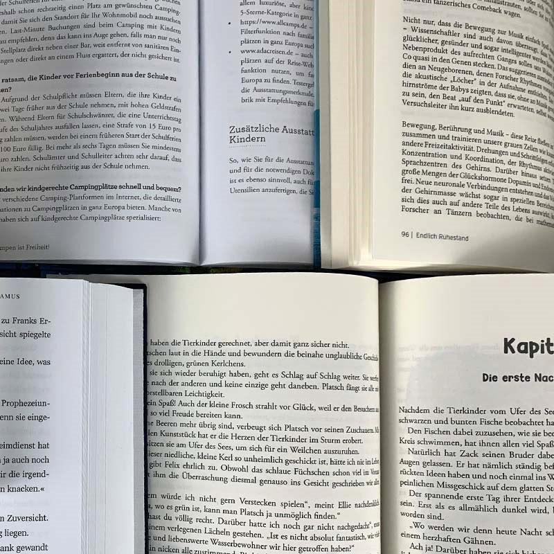 aufgeschlagene Bücher mit Standardpapier